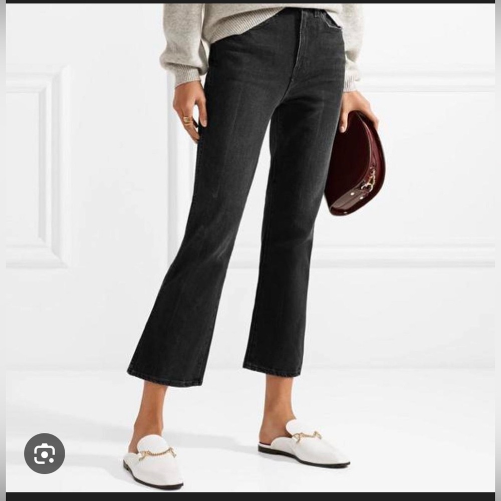 KHAITE Black Cropped Flare Jeans
